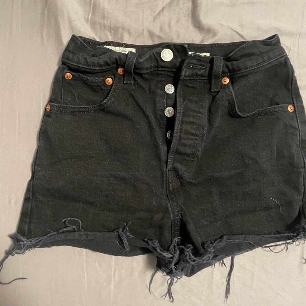 Levi's Black Distressed Jean Shorts High-Waisted